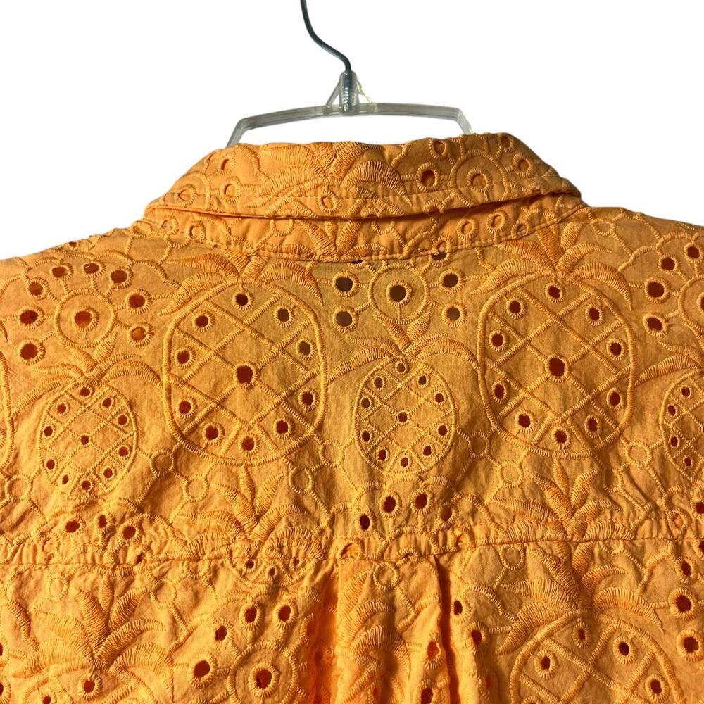 Chico's Orange Pineapple Eyelet Button Front Top … - image 6
